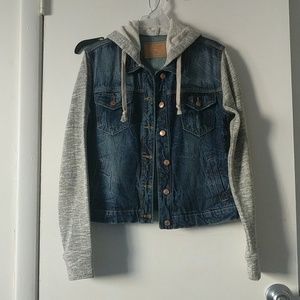 Jean jacket with hood. Worn once
